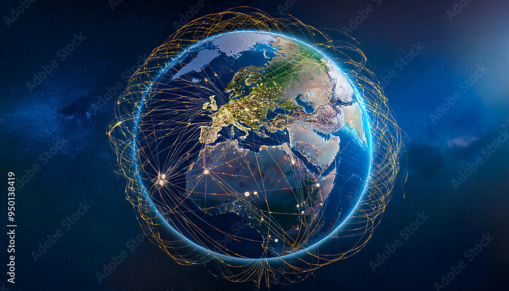 Fototapeta premium High-speed big data transmission concept, internet technology concept, transport routes, abstract wallpaper