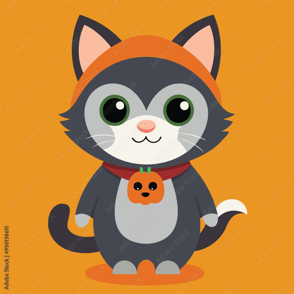 cute cat use halloween costume vector isolated cute cat use halloween costume vector isolated