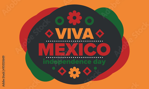 Viva Mexico. Mexican Independence Day. Happy holiday. Celebrate annual in September 16. Freedom day. Patriotic mexican design. Poster, card, banner, template, background. Vector illustration