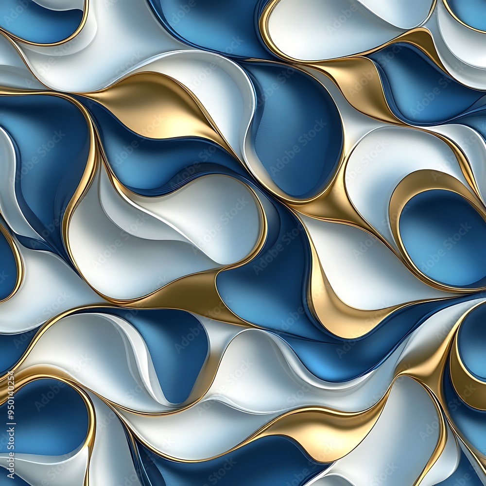 Seamless pattern with blue, white and golden still iridescent glass marble wavy texture. Seamless pattern with blue, white and golden still iridescent glass marble wavy texture.