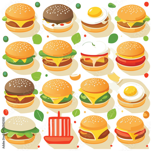 Collection of fast food. vector illustration.