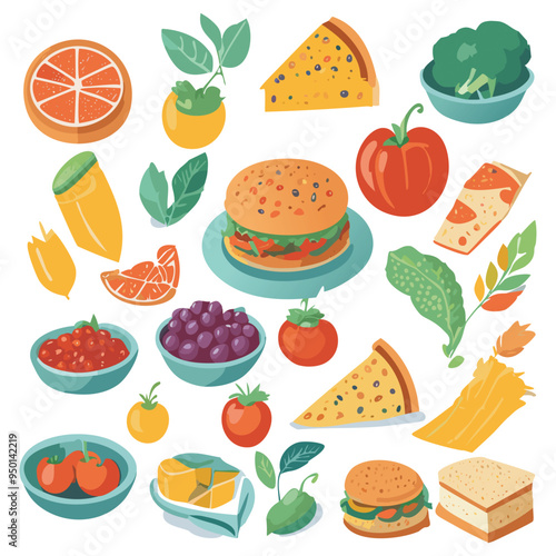 Collection of fast food. vector illustration.