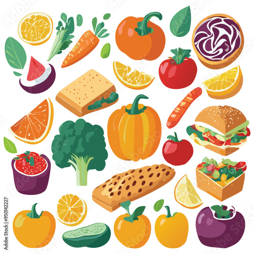 Collection of fast food. vector illustration.