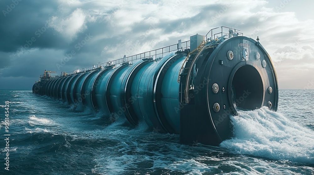 A tidal power plant harnessing the energy of ocean tides, offering a ...