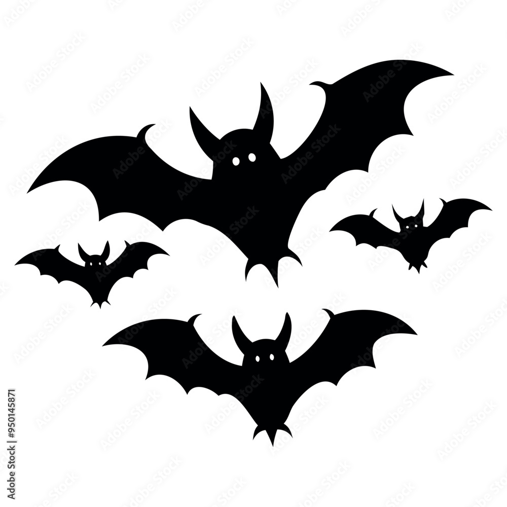 Fototapeta premium Halloween bats silhouette isolated on a white background, Halloween Vector illustration