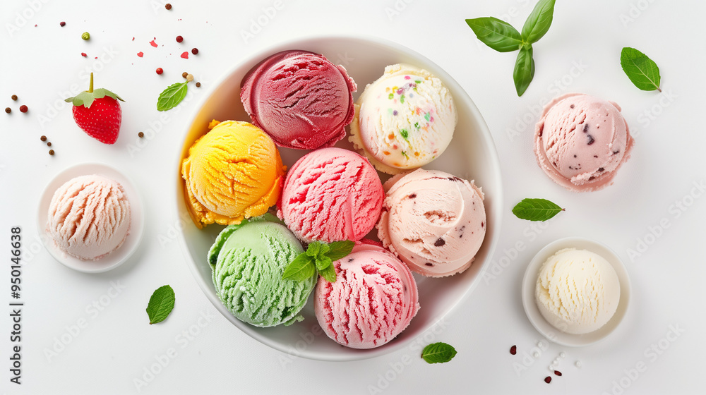 Top View of Ice Cream Scoops Top View of Ice Cream Scoops