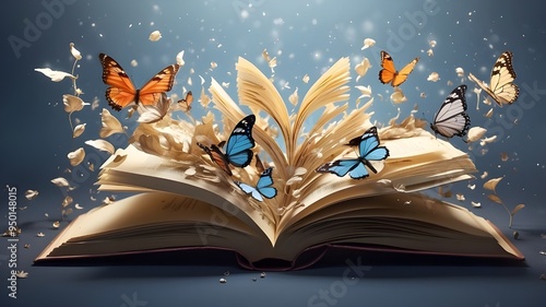 Perfect for those with an interest in imagination and literature, an open book with butterflies emerging from it