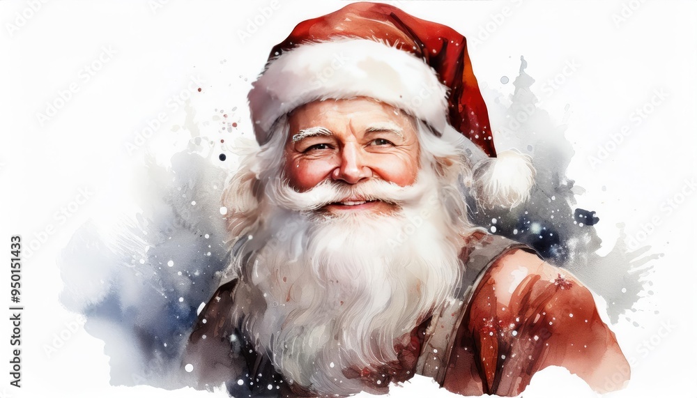A cheerful Santa Claus with a white beard and red hat, surrounded by a festive winter background, perfect for holiday-themed designs. A cheerful Santa Claus with a white beard and red hat, surrounded by a festive winter background, perfect for holiday-themed designs.
