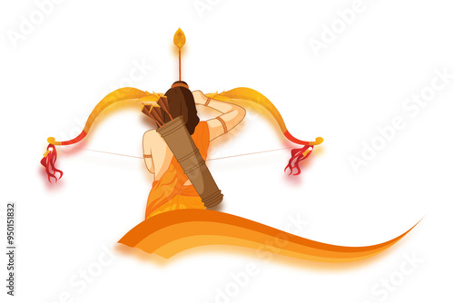 Vector illustration of lord Ram on transparent background