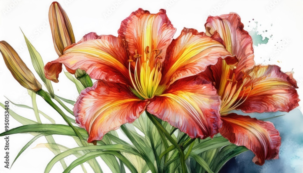 Vibrant orange lilies bloom elegantly, showcasing their intricate petals and lush green leaves, perfect for floral aesthetics. Vibrant orange lilies bloom elegantly, showcasing their intricate petals and lush green leaves, perfect for floral aesthetics.