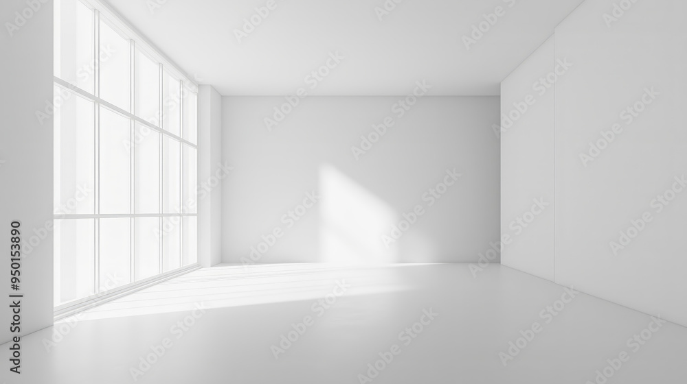White empty studio room with soft sunlight from the windows and shadows, white room with copy space, room interior design empty white space. White background - room mock up template for design and ads White empty studio room with soft sunlight from the windows and shadows, white room with copy space, room interior design empty white space. White background - room mock up template for design and ads