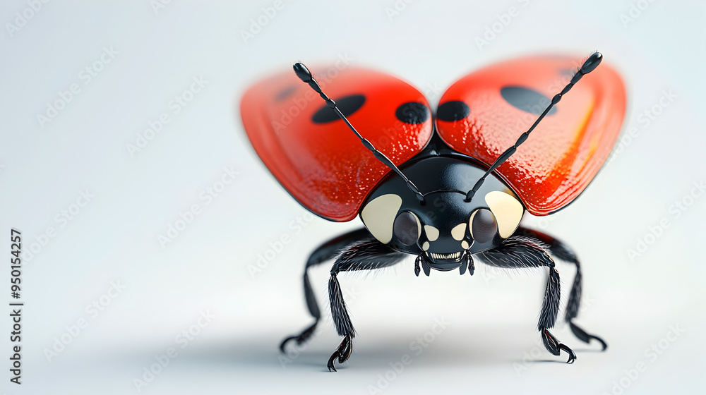 Close up Macro Shot of Vibrant Red Ladybug with Black Spots Crawling on a Surface Close up Macro Shot of Vibrant Red Ladybug with Black Spots Crawling on a Surface