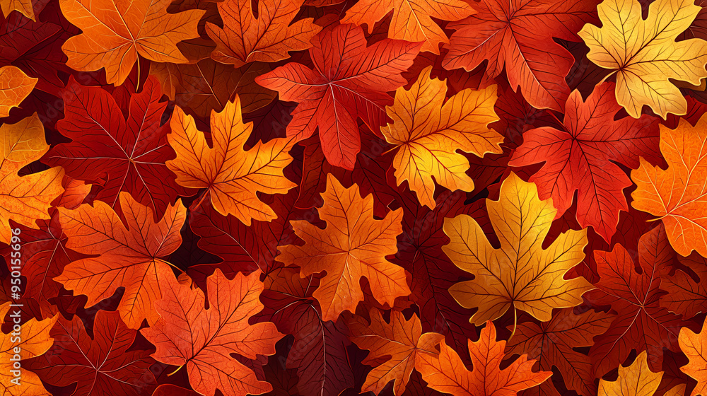 Vibrant Autumn Leaves Illustration with a Fresh and Idyllic Scene Vibrant Autumn Leaves Illustration with a Fresh and Idyllic Scene