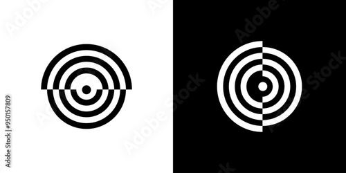 Circle line pattern logo vector. Round circular strip black isolated