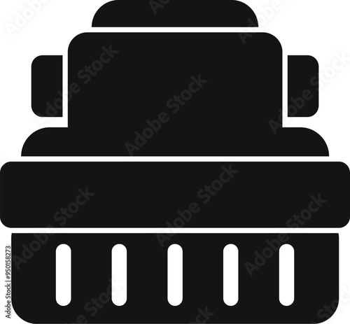 Black simple vector icon for ice maker machine making ice cubes