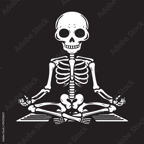 Vector Meditating Skeleton Design yoga tattoo tshirt design