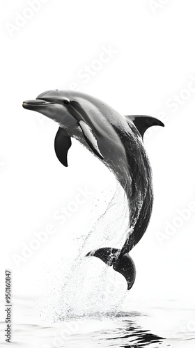 Wallpaper Mural Sleek Gray Dolphin Leaping Gracefully in Serene Monochrome Underwater Scene Torontodigital.ca