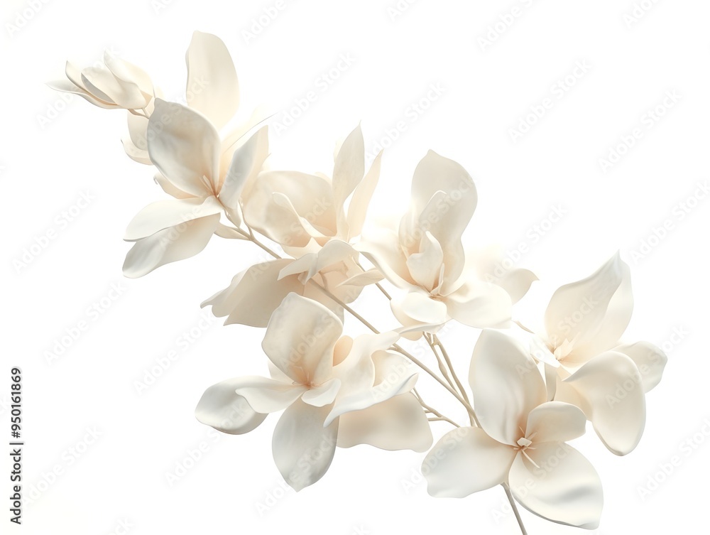 Obraz premium Soft and Dreamy Cream Toned Floral Bouquet on Serene White Background