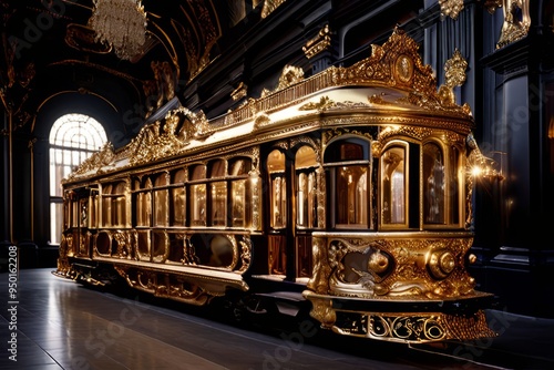 baroque tram lavish with gold leaf intricate carvings and a sens