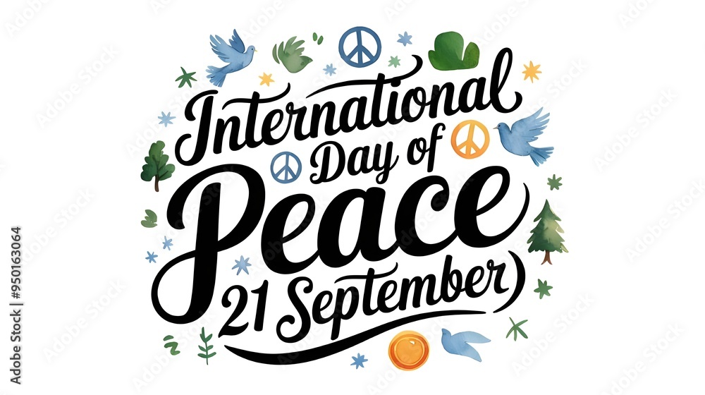 International Day of Peace typography banner, 21 September, United Nations International Day of Peace typography banner, 21 September, United Nations