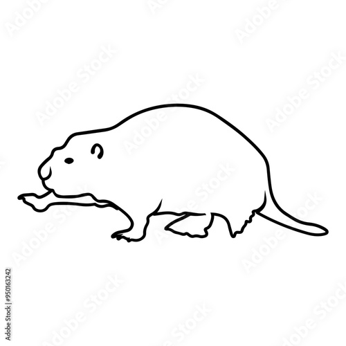 Beaver Side View Outline