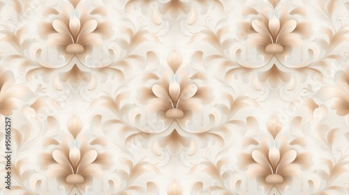 Elegant floral pattern in soft beige tones, perfect for wallpaper, textile design, or background use in various creative projects.