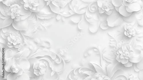 Wallpaper Mural Elegant white floral design creating a serene and sophisticated background. Perfect for invitations, decor, and artistic projects. Torontodigital.ca