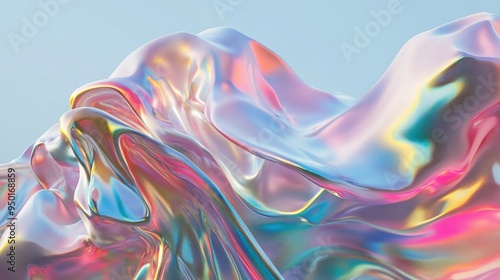 Abstract Holographic Iridescent Surface with Liquid-like Texture