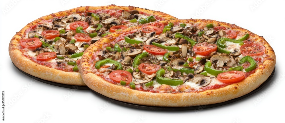 Pizza with tomatoes, mushrooms, mozzarella, peppers, and olives for vegetarians Pizza with tomatoes, mushrooms, mozzarella, peppers, and olives for vegetarians