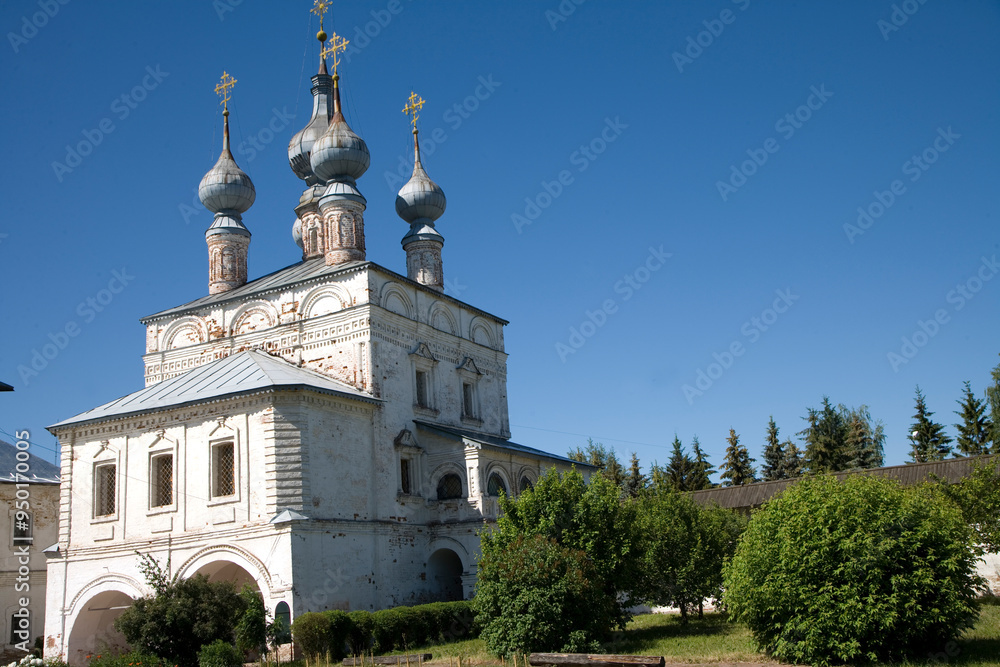 Russia Vladimir region Yuryev Polskoy Mikhailo-Arkhangelsky monastery on a sunny summer day