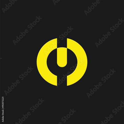 letter m power button red logo vector
