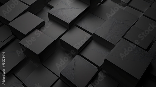 futuristic black abstract geometric background, 3d illustration