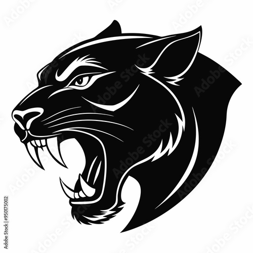 Panther head logo vector design. Abstract drawing panther face. Angry Panther silhouette