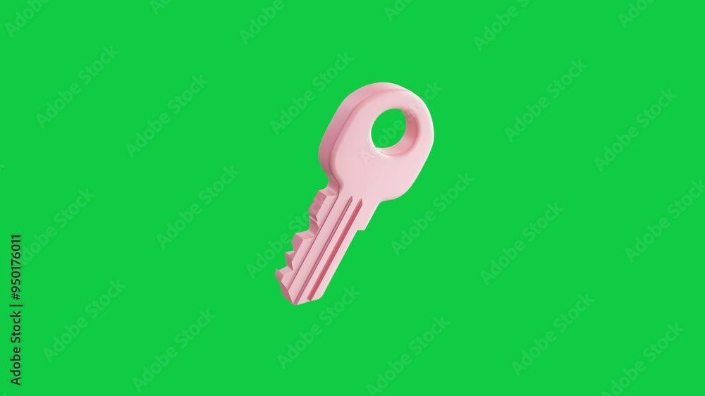 3D Pink house apartment Key Icon Animation on Green Screen 3D Pink house apartment Key Icon Animation on Green Screen