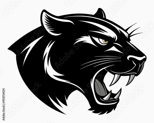 Panther head logo vector design. Abstract drawing panther face. Angry Panther silhouette photo