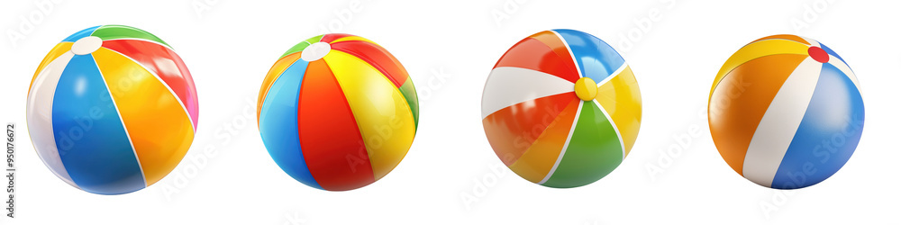 Colorful beach balls arranged in a row, perfect for summer fun and beach activities. Colorful beach balls arranged in a row, perfect for summer fun and beach activities.