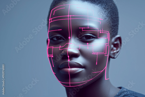 Portrait of Woman with Digital Facial Mapping
