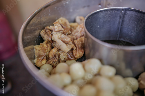 Bakso Cuanki in a pan, a typical street food photo