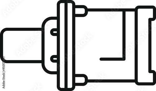 Car muffler part icon in outline style illustrating an exhaust system repair service for automobiles