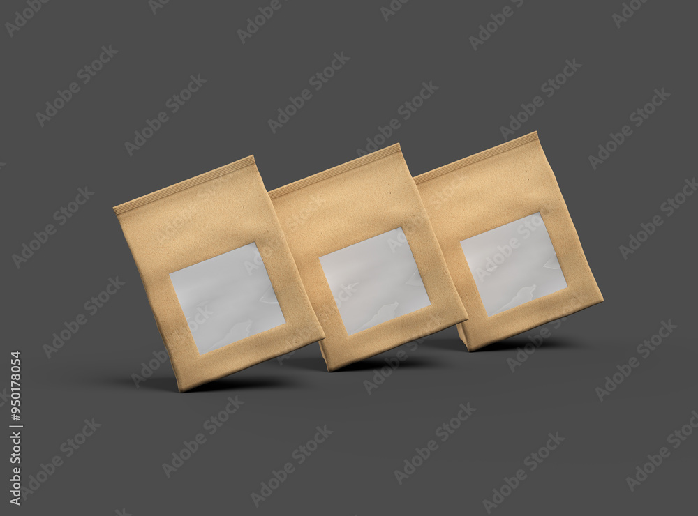 Render of a paper package with square window hole on dark background Render of a paper package with square window hole on dark background