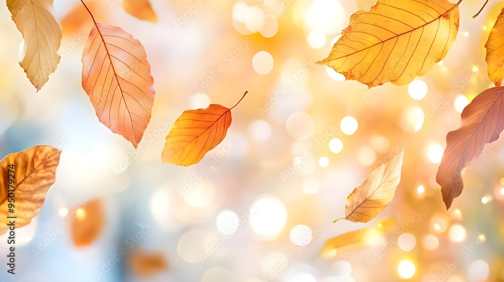 Autumn Leaves Bokeh Background, Golden Fall Nature Autumn Leaves Bokeh Background, Golden Fall Nature