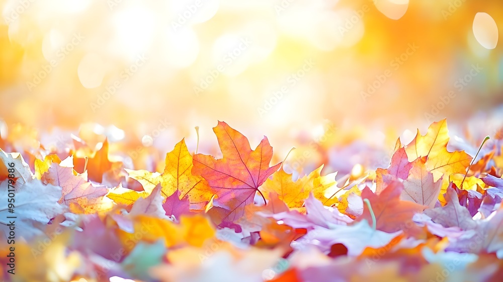 Autumn Leaves, Sunlit & Colorful, Nature Background Autumn Leaves, Sunlit & Colorful, Nature Background
