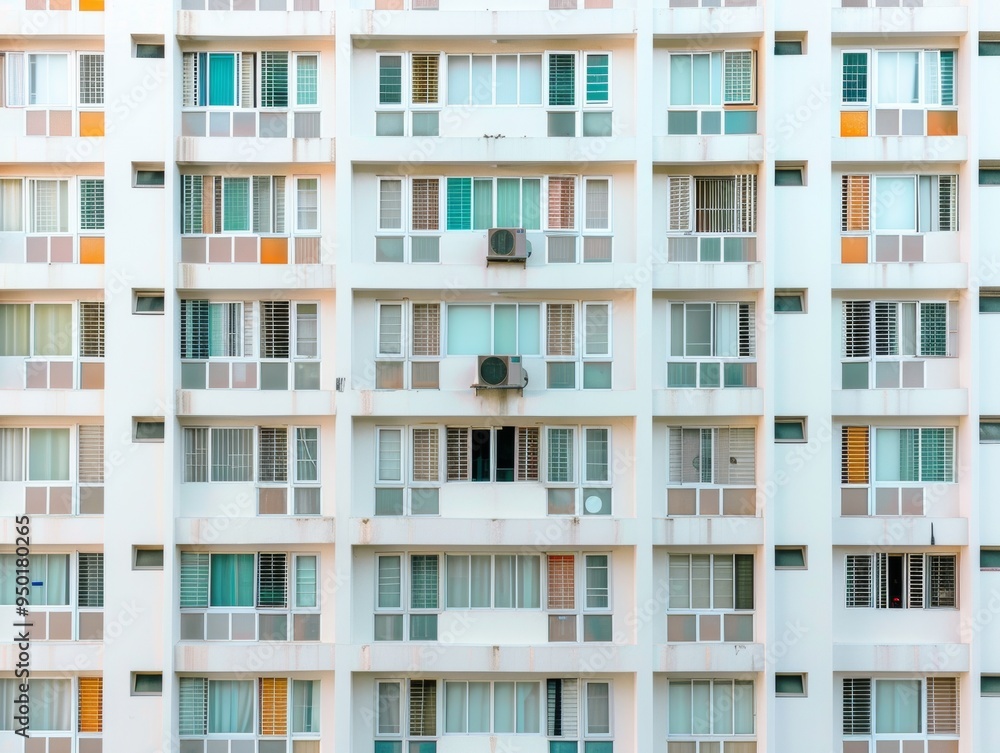 Aerial View of Geometric Pastel Windows Pattern - Symmetrical Arrangement in Soft Diffused Light Aerial View of Geometric Pastel Windows Pattern - Symmetrical Arrangement in Soft Diffused Light