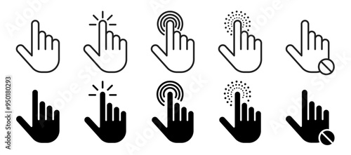 Pointer cursor computer mouse icon set