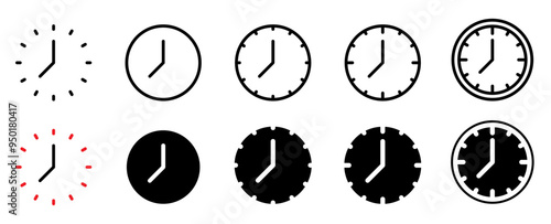 Clock icon set. Vector illustration