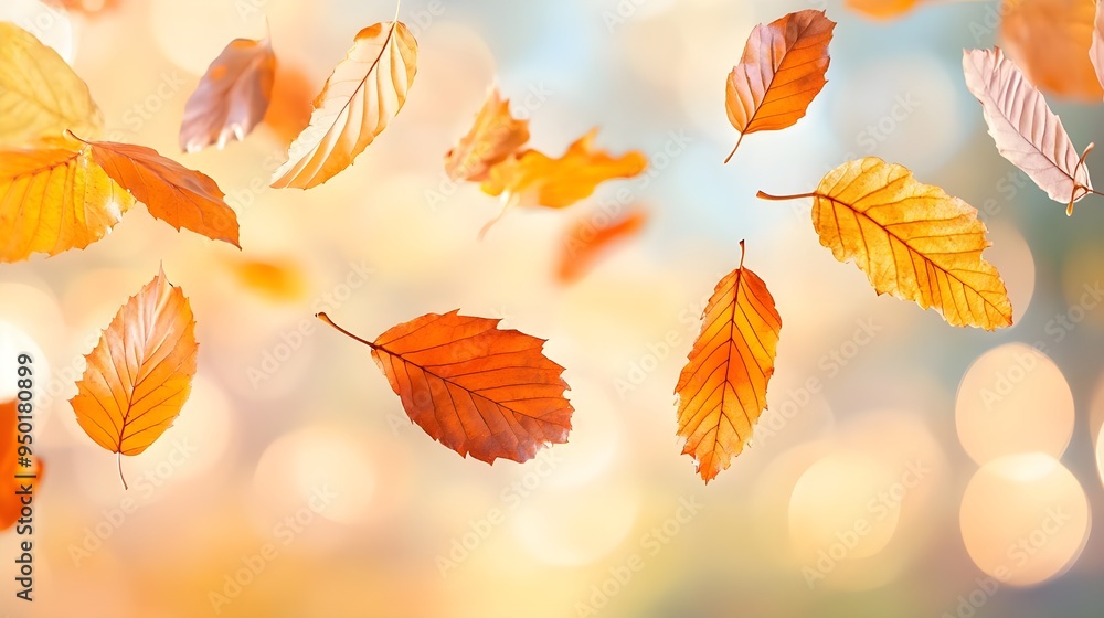 Obraz premium Falling Autumn Leaves Abstract Background