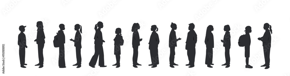Silhouettes of different children talking to each other. Communication concept. Silhouettes of different children talking to each other. Communication concept.