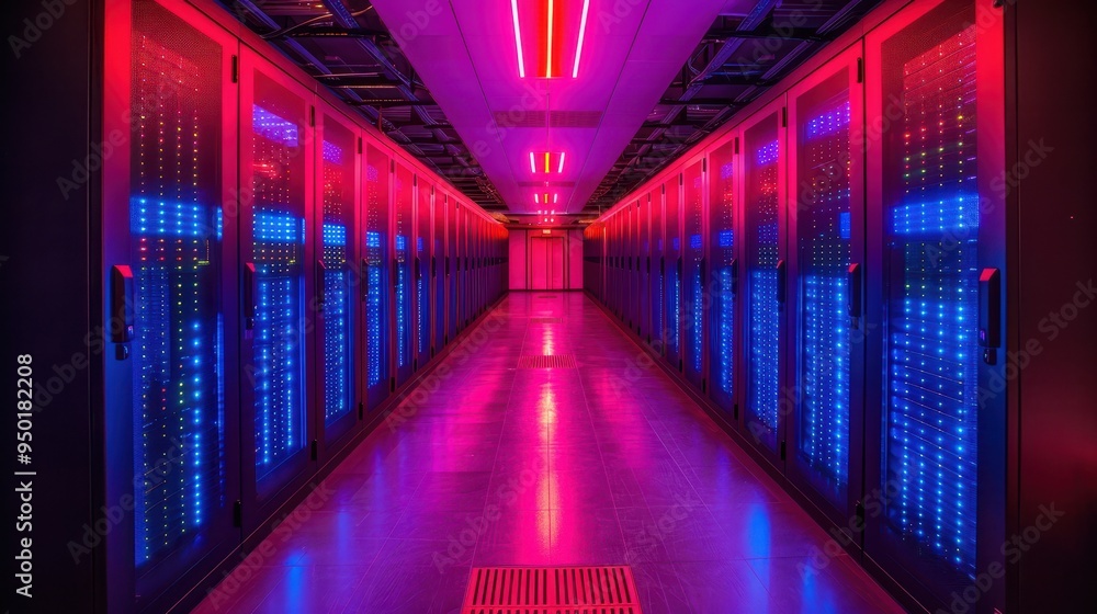 Futuristic Server Room with State-of-the-Art Technology and LED Illumination Futuristic Server Room with State-of-the-Art Technology and LED Illumination