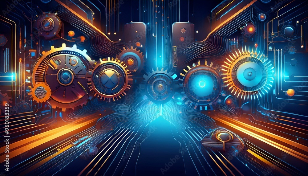 Obraz premium Abstract Tech Background Highlighting the Integration of Automation Technologies