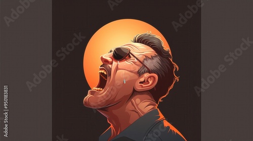 Angry  A man shouting, veins bulging, illuminated by harsh, contrasting shadows photo